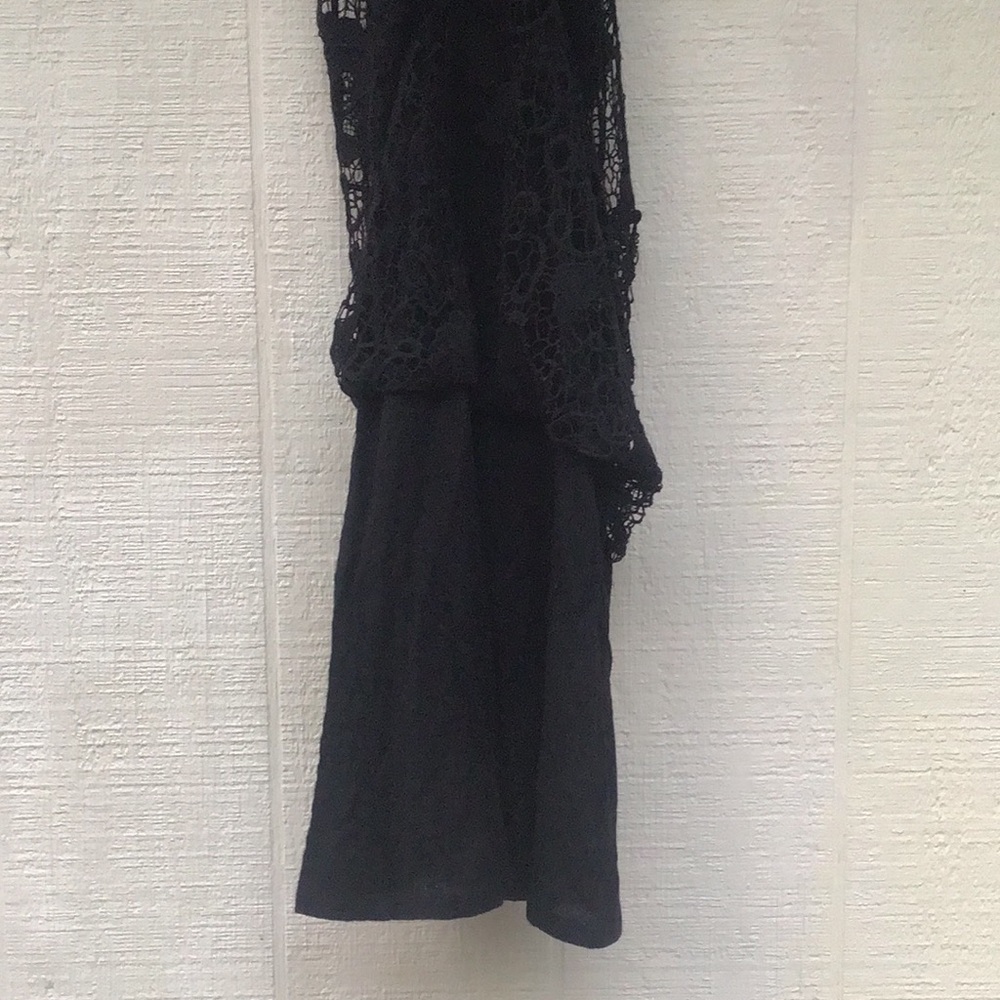 Free People Nora Lace overlay crochet knit black midi racerback sleeveless Dress - Picture 8 of 16